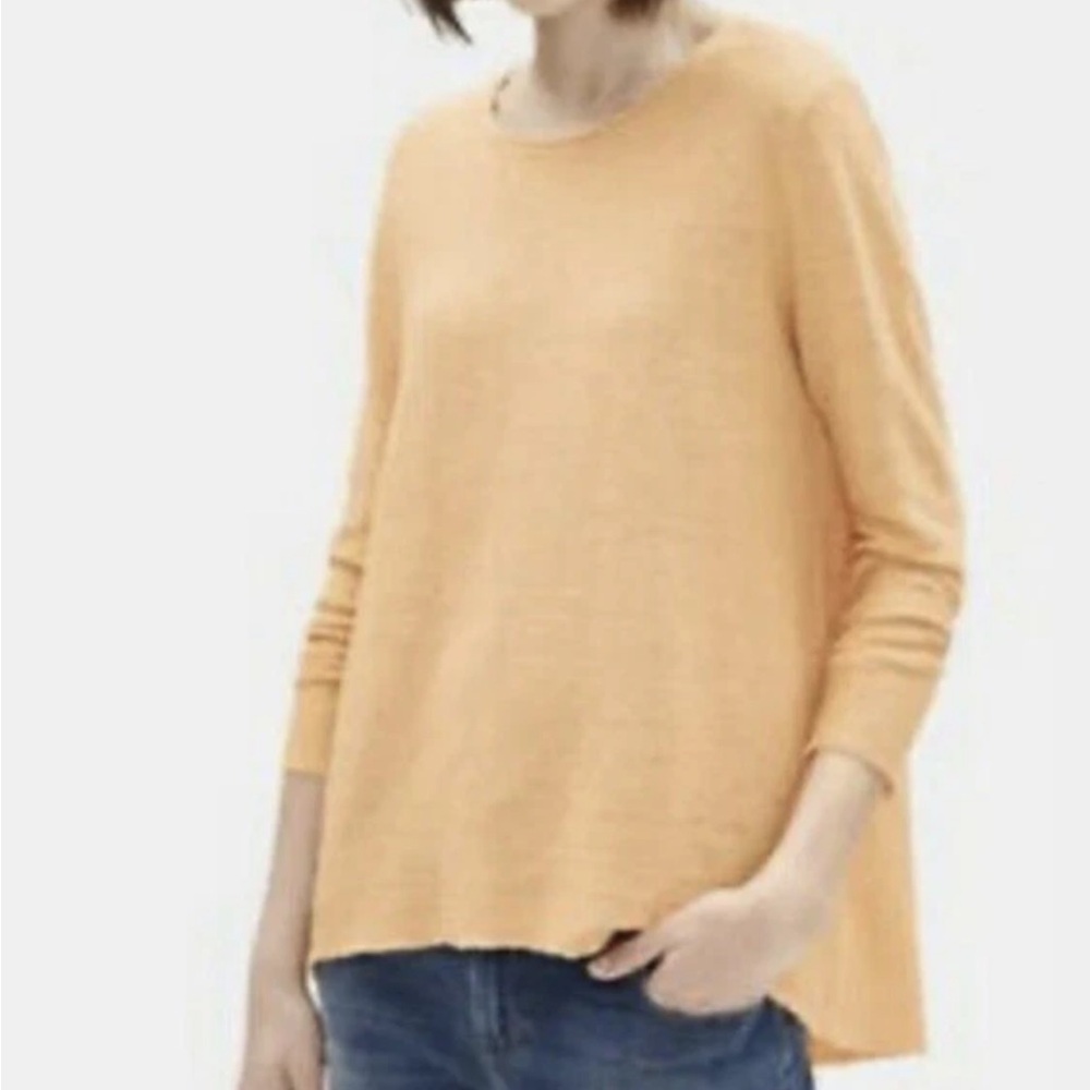 Eileen Fisher linen knit sweater orange long sleeve tunic Sz L Coastal Luxury
